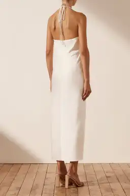 Shona Joy Luxe Twist Front Halter Midi Dress Ivory Size 6 / XS for rent on The Volte - image 2