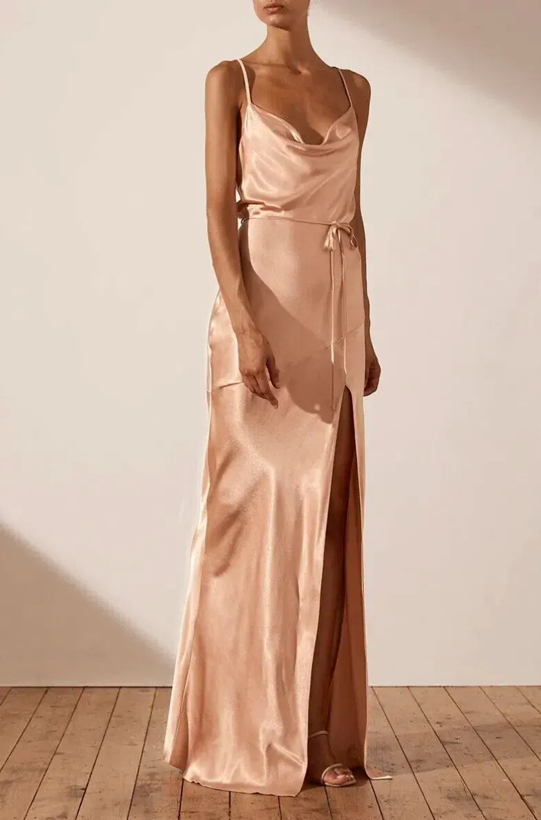 Shona Joy La Lune Bias Cowl Maxi Dress in Desert Rose - Image 1