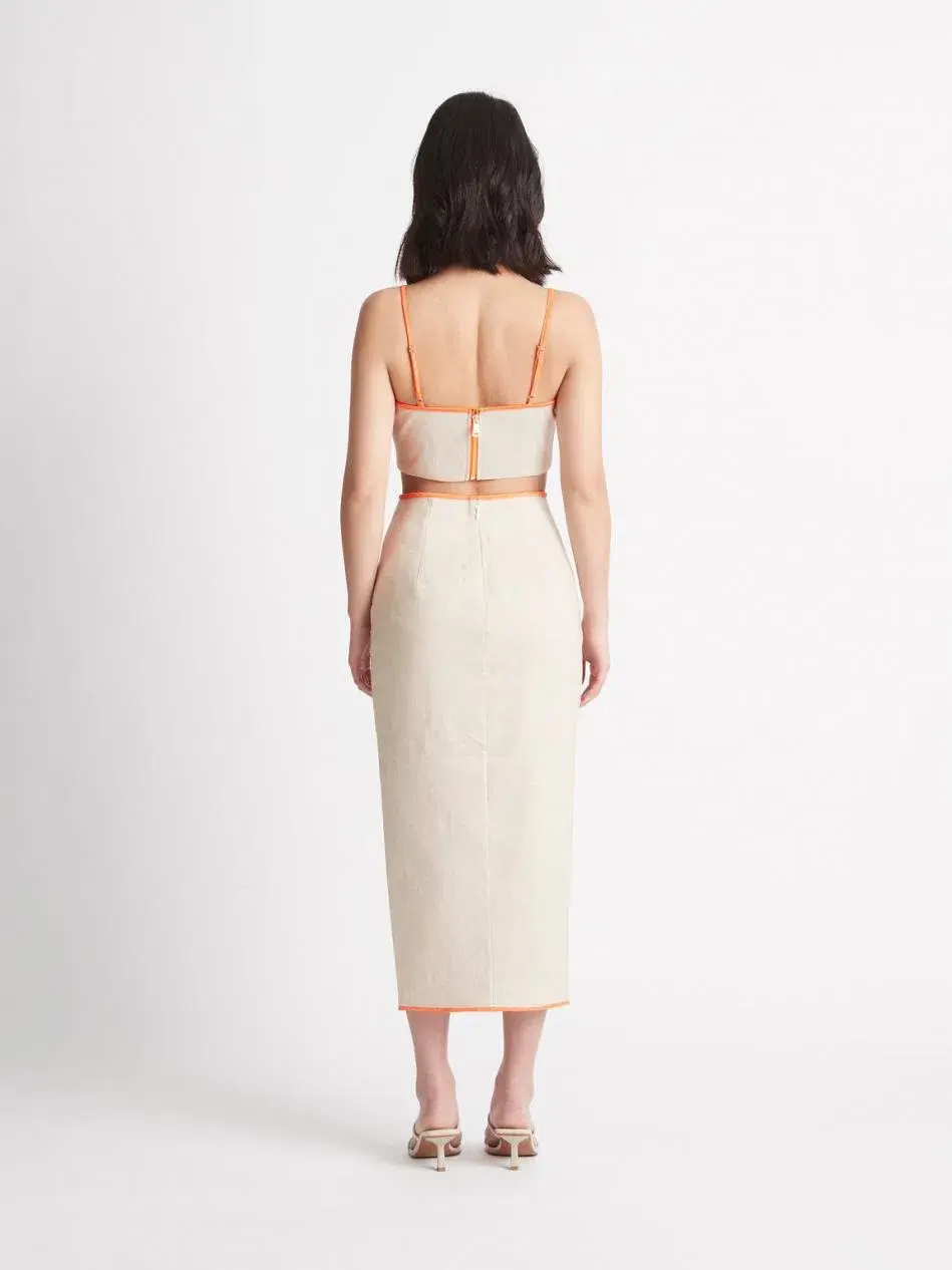 Sheike Hailey Linen Top and Skirt Set Oatmeal Size 12 for rent on The Volte - main image