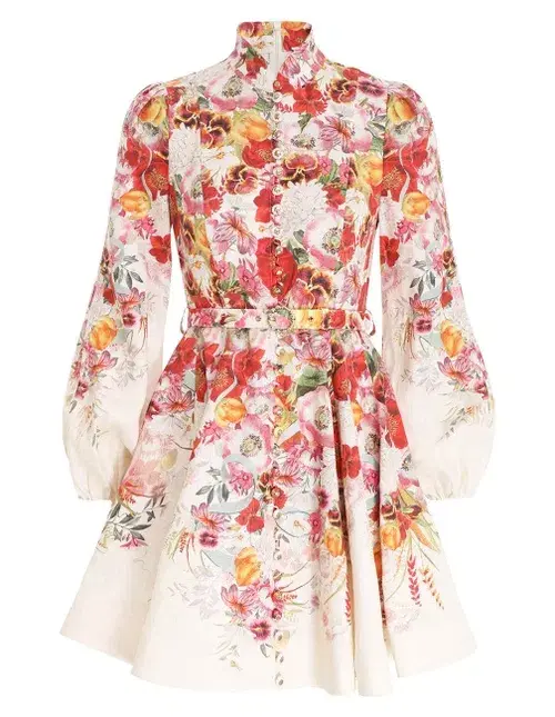 Zimmermann Wonderland Buttoned Mini Dress Floral Size 0/AU 8 for rent on The Volte - main image