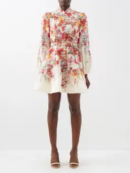 Zimmermann Wonderland Buttoned Mini Dress Floral Size 0/AU 8 for rent on The Volte - image 1