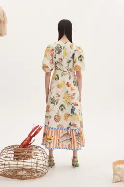 Alemais Theo Midi Linen Puff Sleeve Dress Print Size 12 for rent on The Volte - image 6