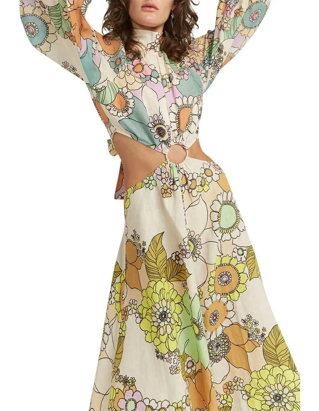 Alemais Farrah Cut Out Midi Dress Print Size 10 for rent on The Volte - main image