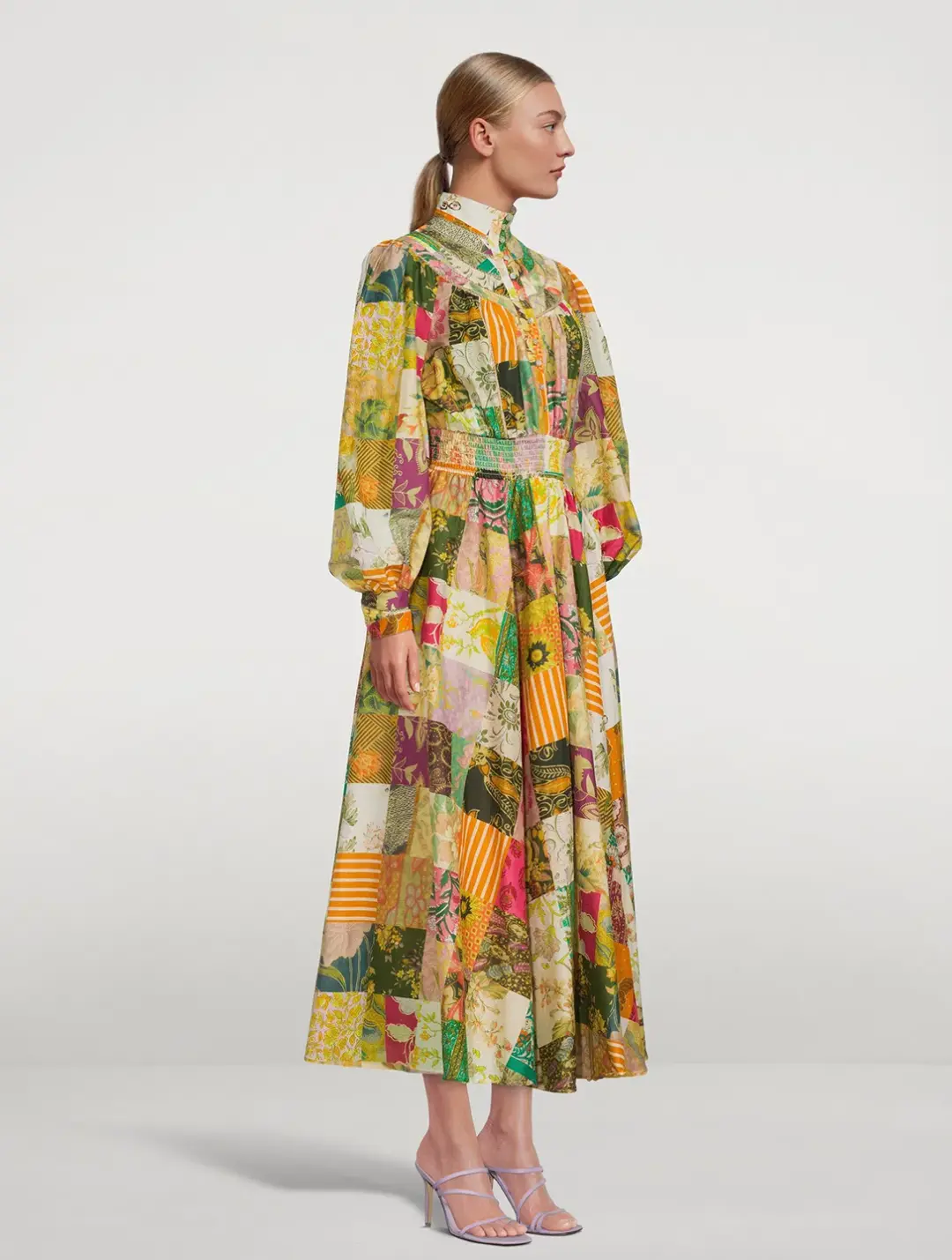 Alemais Hattie Patchwork Midi Dress Multi Print Size 8 for rent on The Volte - main image