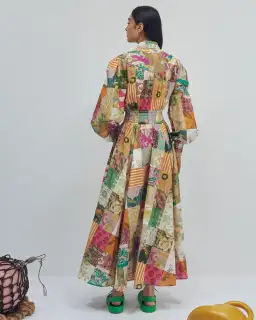 Alemais Hattie Patchwork Midi Dress Multi Print Size 8 for rent on The Volte - image 3