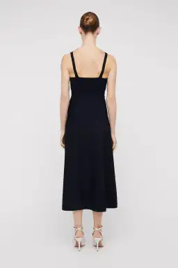 Scanlan Theodore Crepe Knit Square Neck Dress Navy Size M/AU 10 for rent on The Volte - image 2
