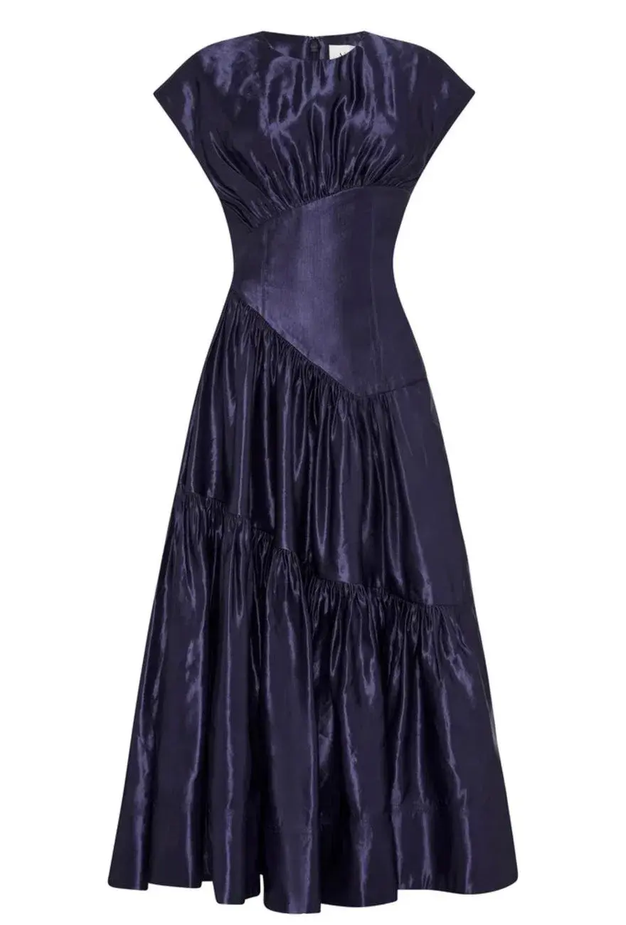 Aje Serendipity Reflection Midi Dress Navy Size 12 for rent on The Volte - main image