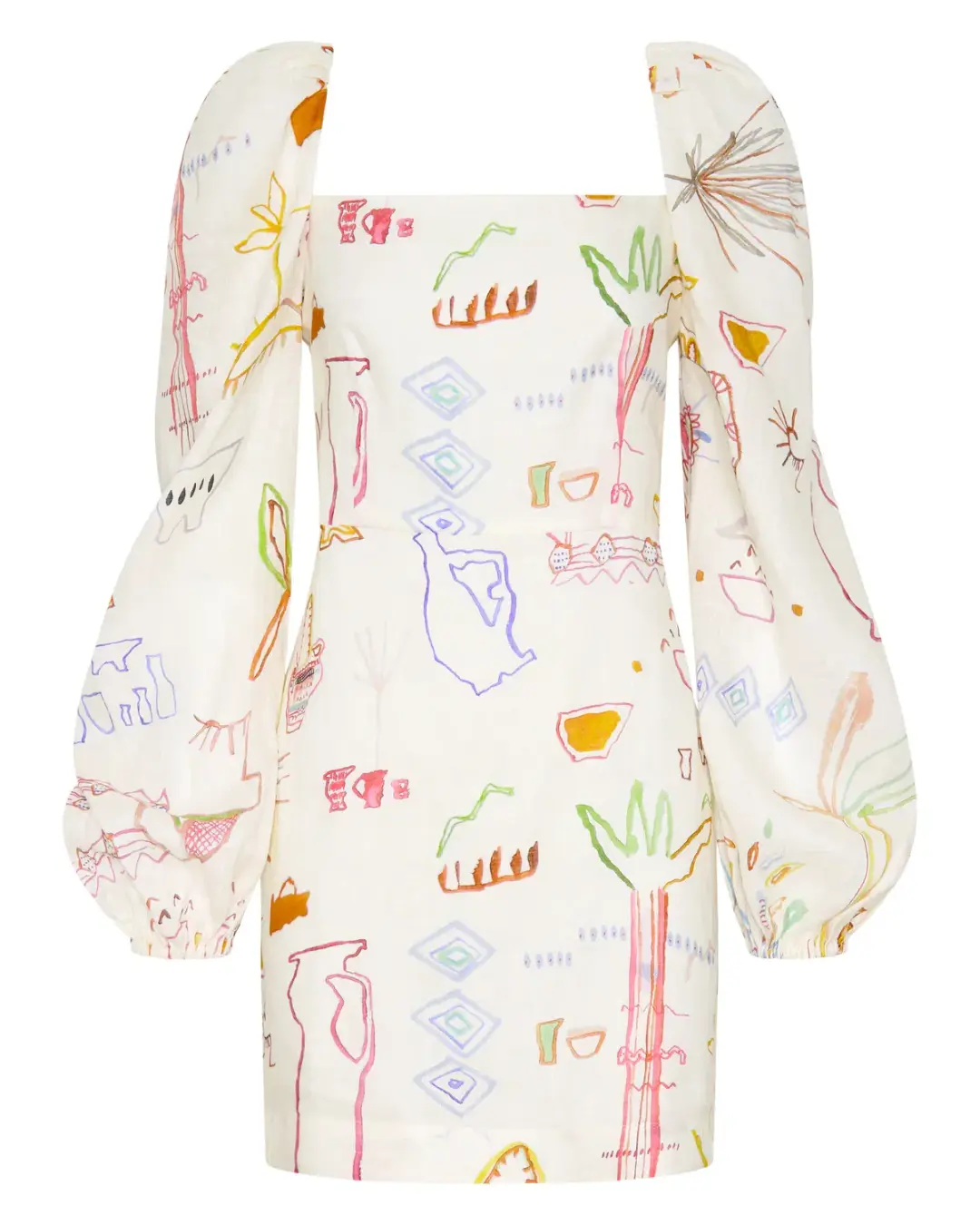 Kate Ford Willow Puff Sleeve Mini Dress Print Size 0/AU 6 for rent on The Volte - main image