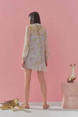 Alemais Marta Lilac Crinkle Silk Dress Print Size 6 for rent on The Volte - image 4