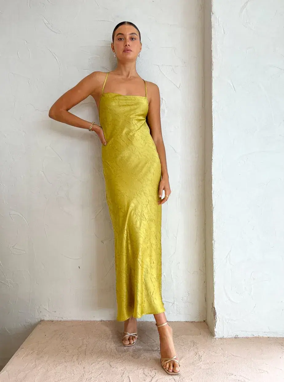Bec & Bridge Carolina Maxi Dress in Olive Oil Size 8 for rent on The Volte - main image