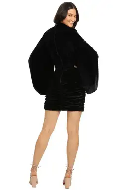 Rebecca Vallance Monica Long Sleeve Velvet Mini Dress Black Size 6 for rent on The Volte - image 3