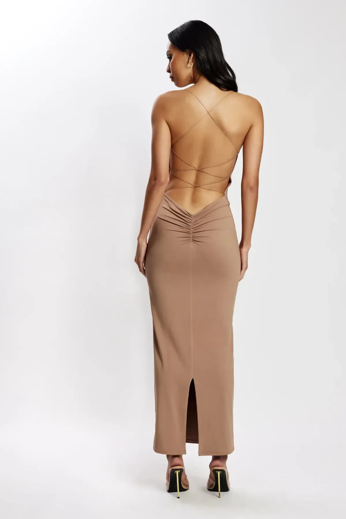 Meshki Sabine Backless Maxi Dress Latte Size S / Au 8 - Image 3