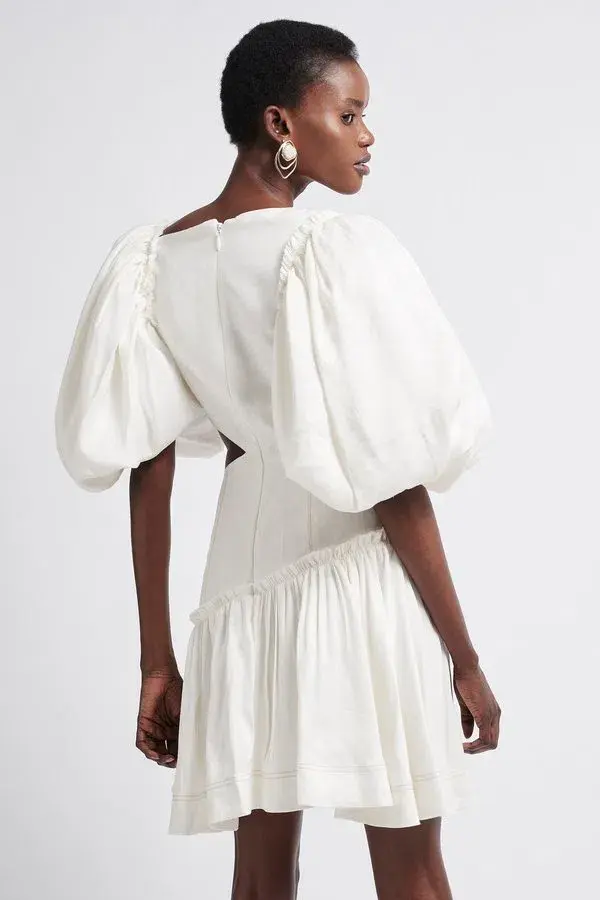 Aje Chateau Mini Dress Ivory Size 8 for rent on The Volte - main image