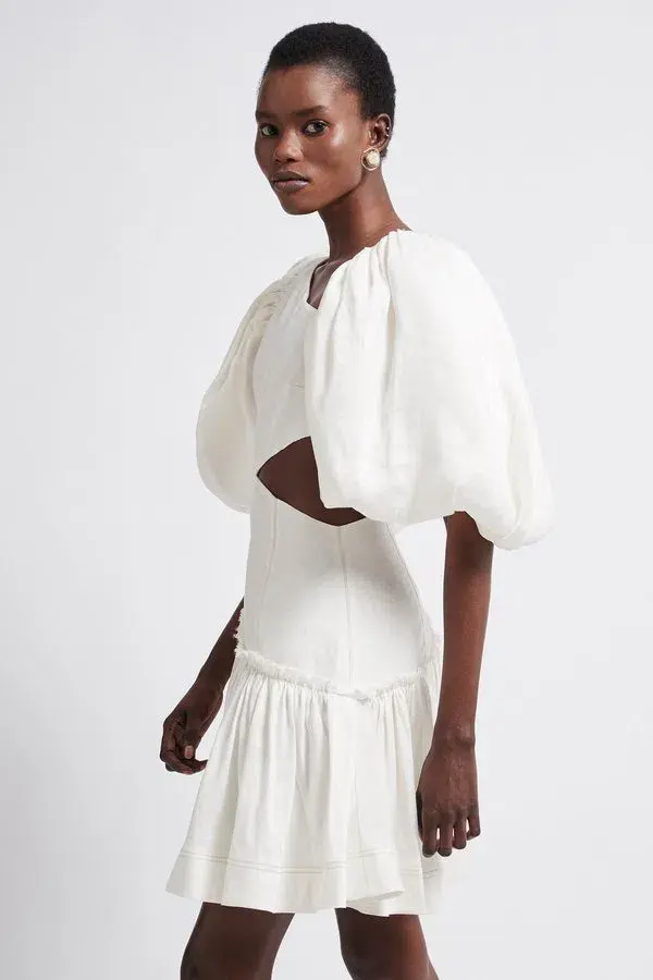 Aje Chateau Mini Dress Ivory Size 8 for rent on The Volte - main image