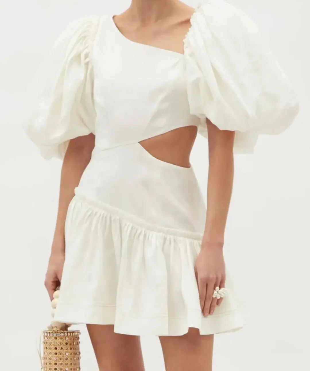 Aje Chateau Mini Dress Ivory Size 8 for rent on The Volte - main image