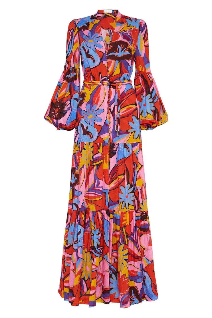 Rebecca Vallance Positano Kaftan Dress Multi Size 10 for rent on The Volte - main image