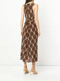 Manning Cartell Sleeveless Midi Dress Walnut/White Print Size 8 for rent on The Volte - image 3