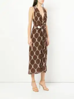 Manning Cartell Sleeveless Midi Dress Walnut/White Print Size 8 for rent on The Volte - image 2