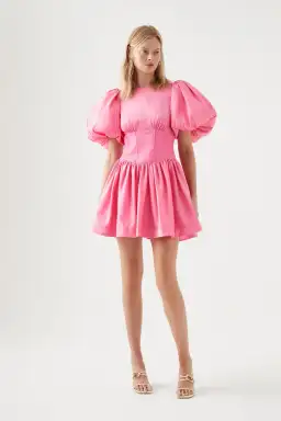 Aje Gianna Puff Sleeve Dress Pink Size AU 10 for rent on The Volte - image 1