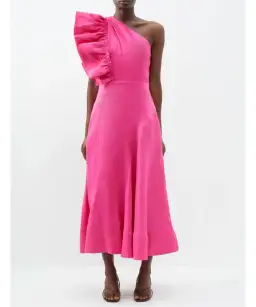 Aje Bonjour Asymmetric Midi Dress in Fuchsia Pink Size 16 (fit~14) for rent on The Volte - image 1