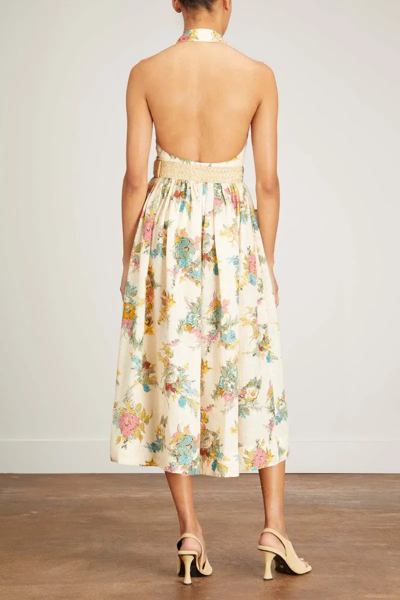 Zimmermann Clover Halter Shirt Midi Dress Honey Floral Size 1 / AU 10 for rent on The Volte - main image