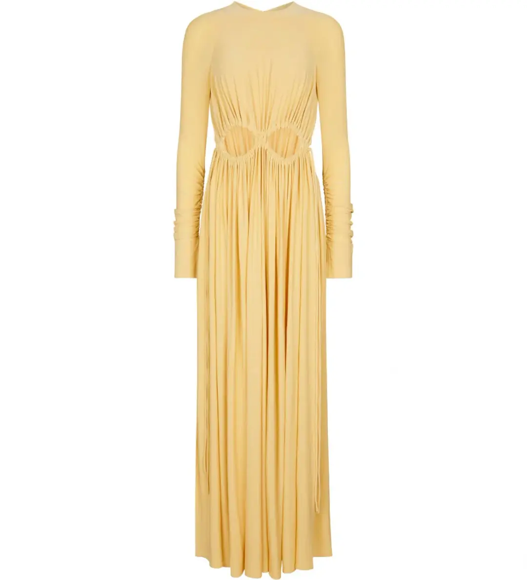 Victoria Beckham Cutout Ruched Maxi Dress Yellow Size 10 for rent on The Volte - main image