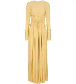Victoria Beckham Cutout Ruched Maxi Dress Yellow Size 10 for rent on The Volte - image 4
