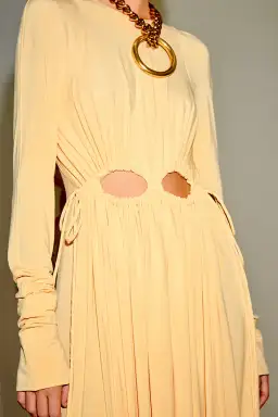 Victoria Beckham Cutout Ruched Maxi Dress Yellow Size 10 for rent on The Volte - image 3