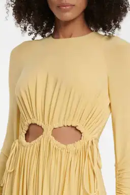 Victoria Beckham Cutout Ruched Maxi Dress Yellow Size 10 for rent on The Volte - image 2
