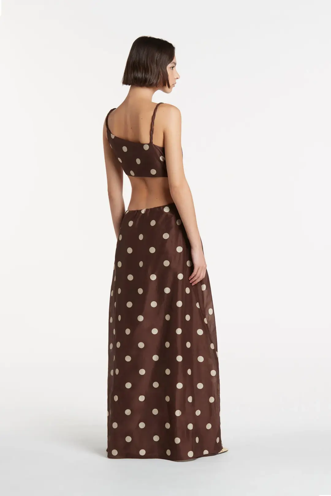 Sir the Label Vivi Asymmetric Cut Out Dress in Marlon Polka Dot Size 3 / AU 12 for rent on The Volte - main image