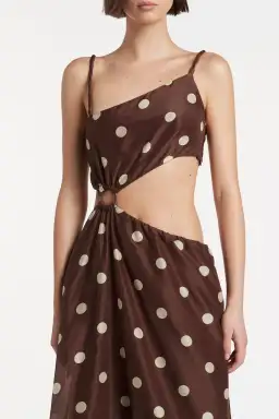 Sir the Label Vivi Asymmetric Cut Out Dress in Marlon Polka Dot Size 3 / AU 12 for rent on The Volte - image 3
