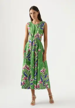 Aje Zorina Tie Midi Dress Native Gumnut Floral Size 8 for rent on The Volte - image 1