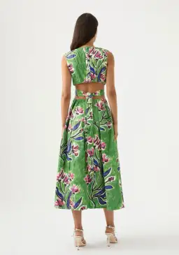 Aje Zorina Tie Midi Dress Native Gumnut Floral Size 8 for rent on The Volte - image 3