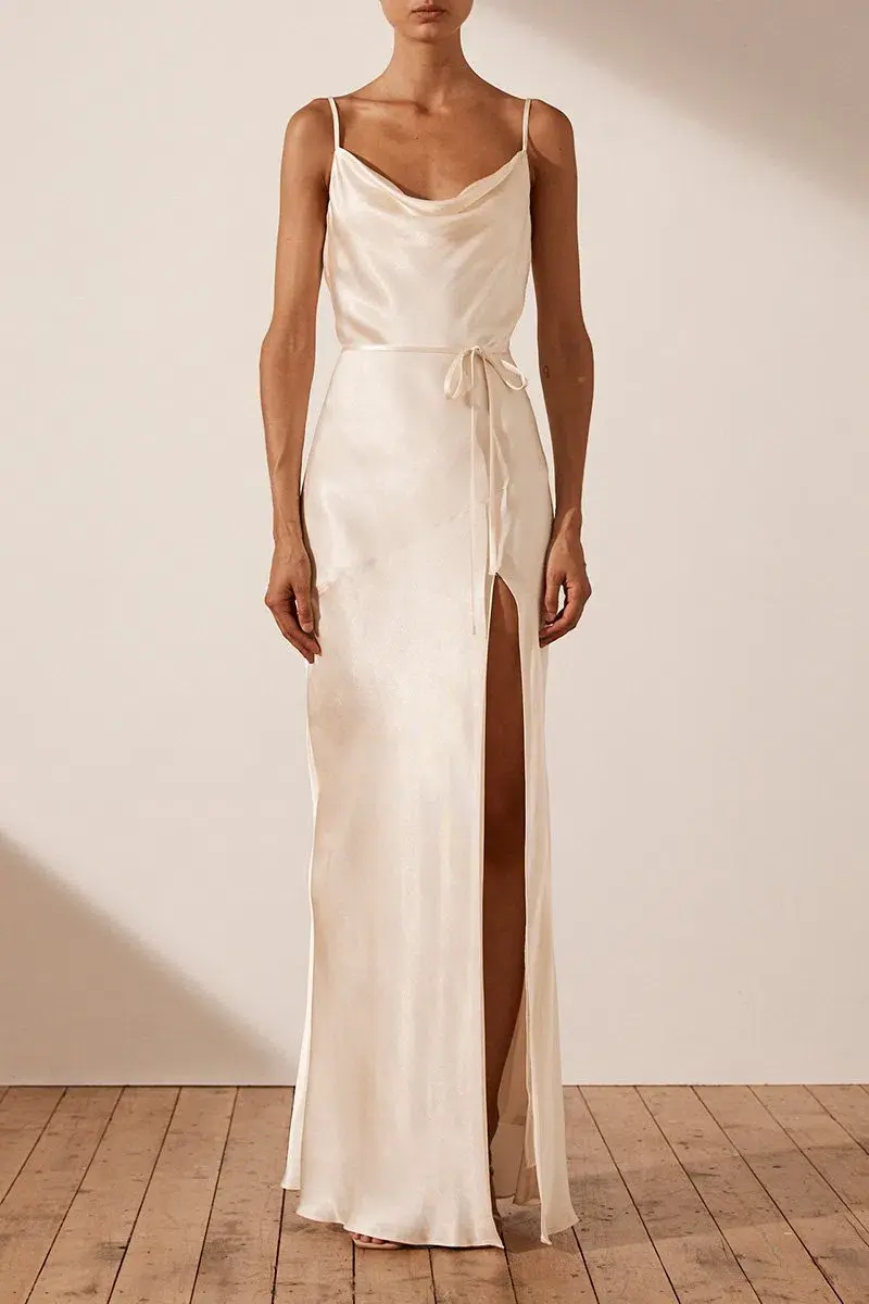 Shona Joy La Lune Bias Cowl Maxi Dress Cream Size 10 - Image 1