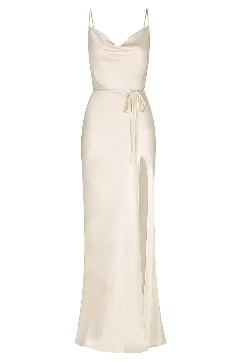 Shona Joy La Lune Bias Cowl Maxi Dress Cream Size 10 - Image 3