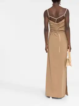 Jacquemus Ruched Maxi Dress Beige Size 8 for rent on The Volte - image 3