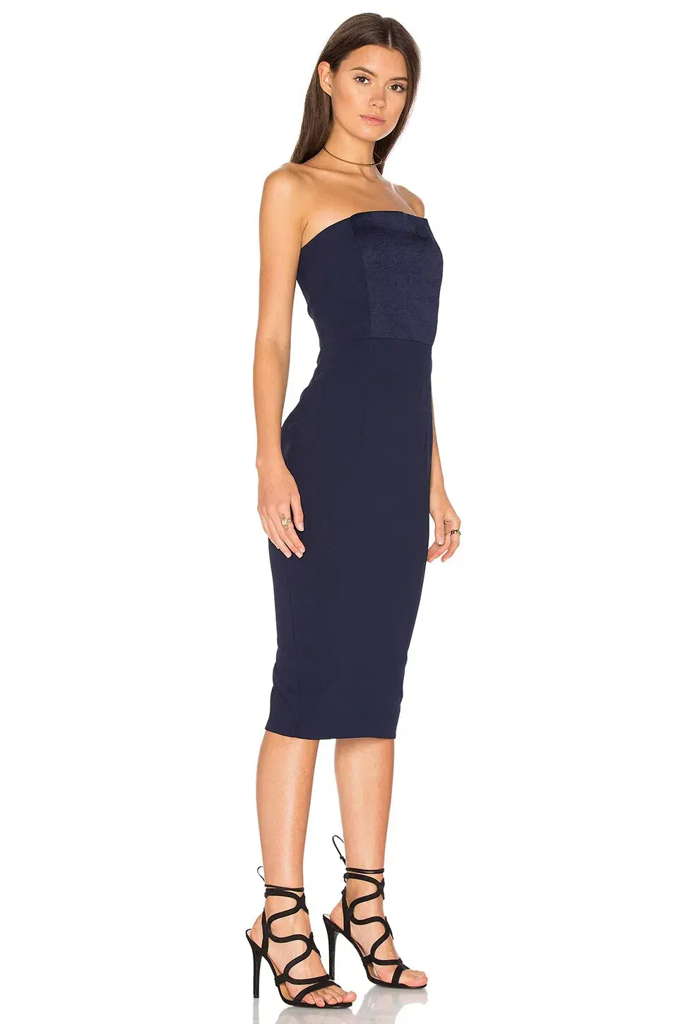 Misha Sanzana Strapless Dress Midnight Blue Size 10 for rent on The Volte - main image