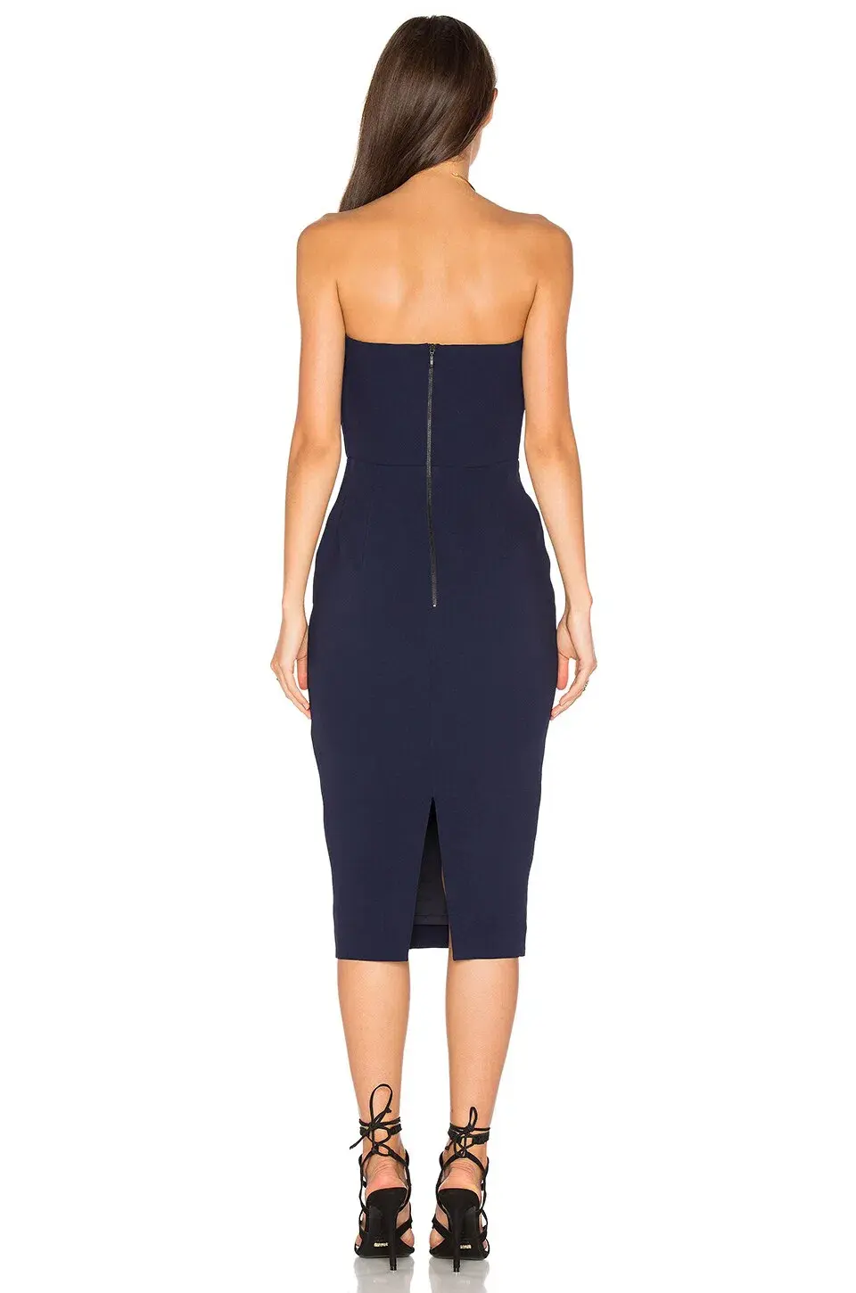 Misha Sanzana Strapless Dress Midnight Blue Size 10 for rent on The Volte - main image