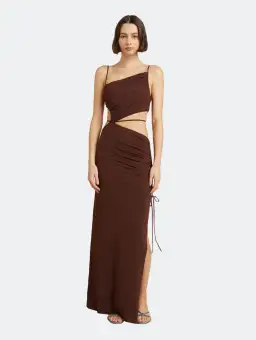 Bec & Bridge Dilkon Maxi Dress Brown Size AU 6