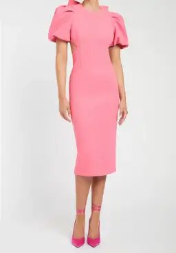 Rebecca Vallance Ally Cut Out Midi Dress Pink Size 6 for rent on The Volte - image 1