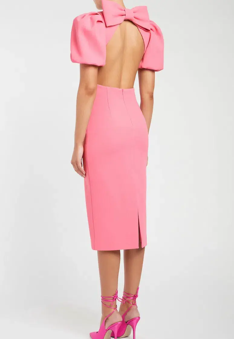 Rebecca Vallance Ally Cut Out Midi Dress Pink Size 6 for rent on The Volte - main image