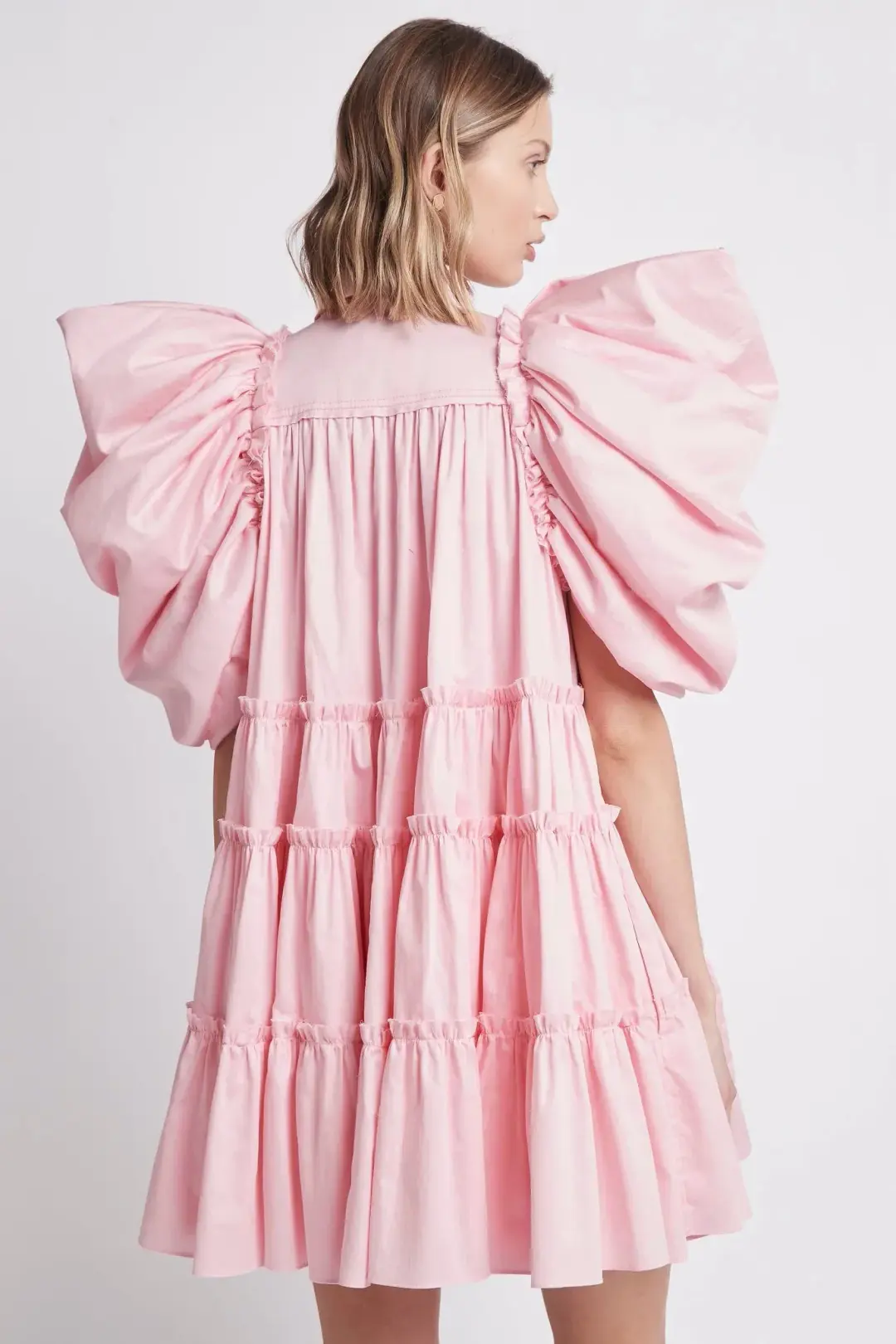 Aje Swift Butterfly Sleeve Smock Dress Rose Pink Size 8 for rent on The Volte - main image