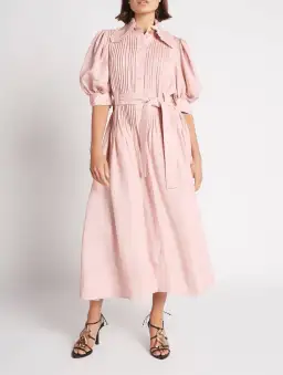 Aje Madeleine Belted Midi Dress in Dusty Pink
Size 16