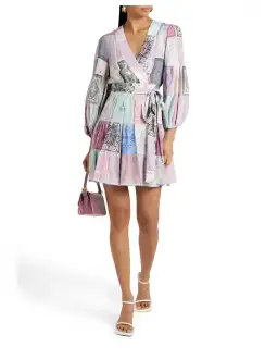 Zimmermann Wrap Mini Dress Multi Zodiac Cards Size 2 / Au 12 for rent on The Volte - image 1