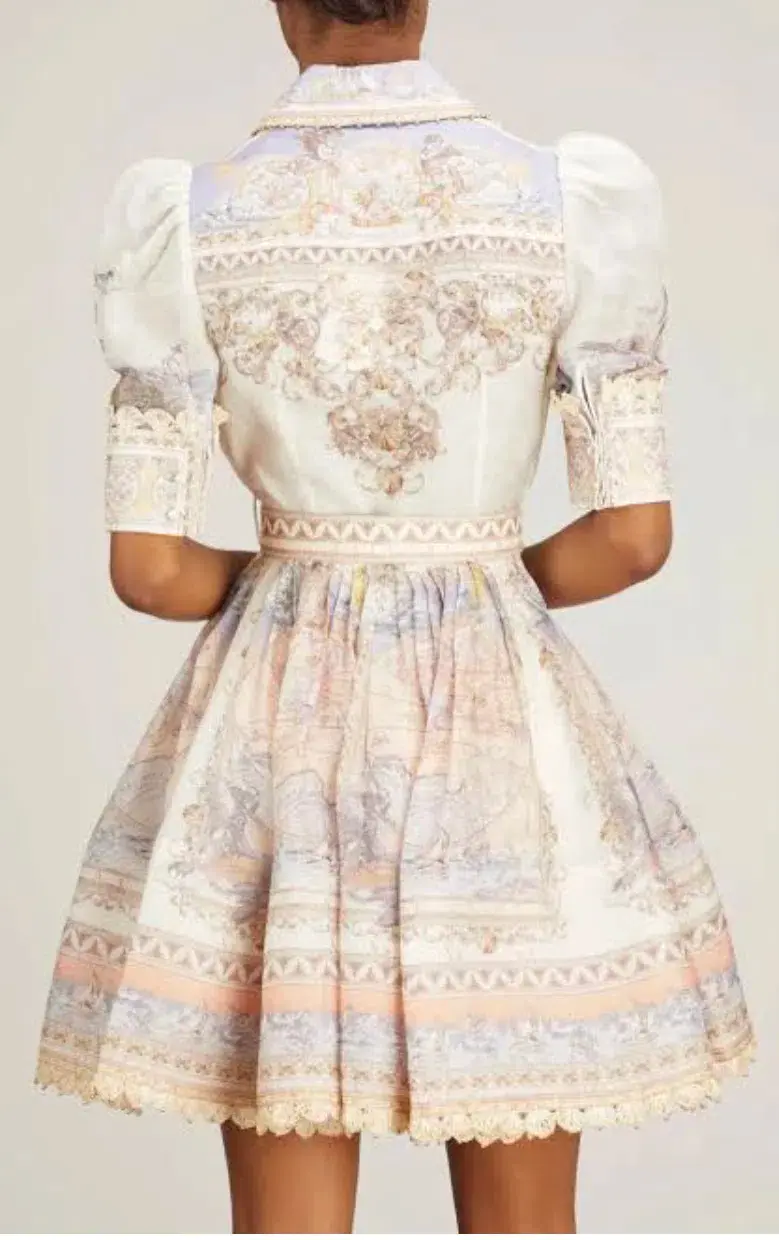 Zimmermann High Tide Mini Shirt Dress Odyssey Print Size 1 / AU 10 for rent on The Volte - main image