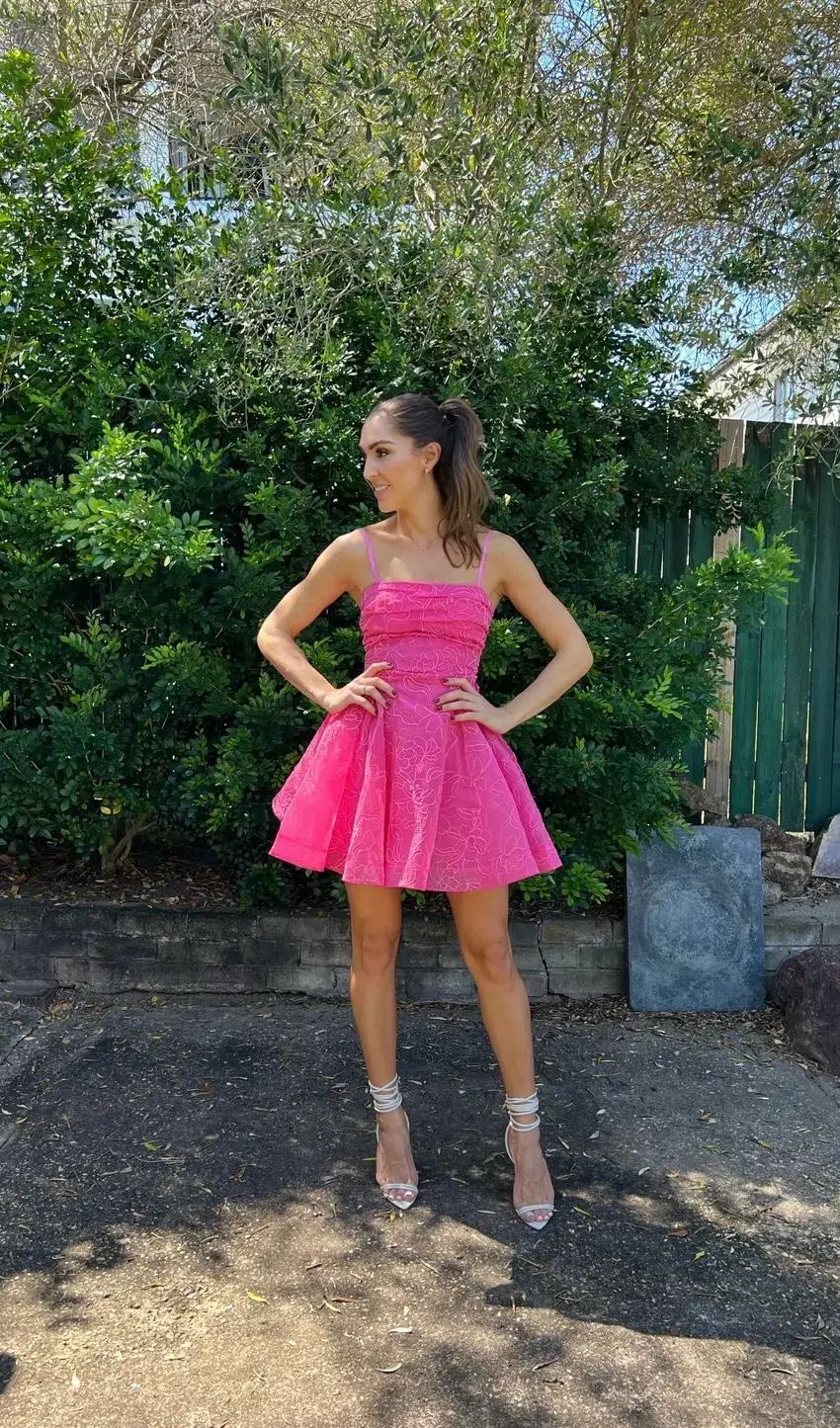 AJE Evangeline Cornelli Mini Dress Protea Pink Size 8 for rent on The Volte - main image