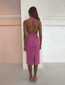 By Johnny String T-Back Plunge Midi Dress Pink Size AU 12 for rent on The Volte - image 2