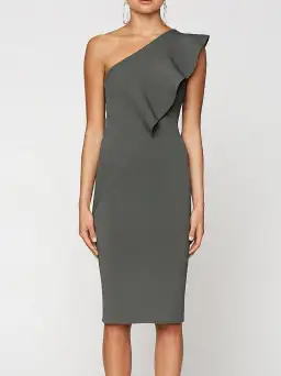 Scanlan And Theodore Ruffle Crepe Knit Dress Green Size AU 8 for rent on The Volte - image 2