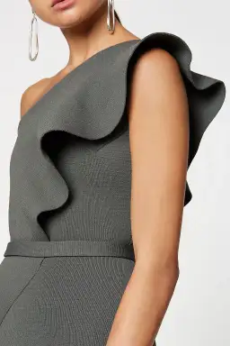 Scanlan And Theodore Ruffle Crepe Knit Dress Green Size AU 8 for rent on The Volte - image 4