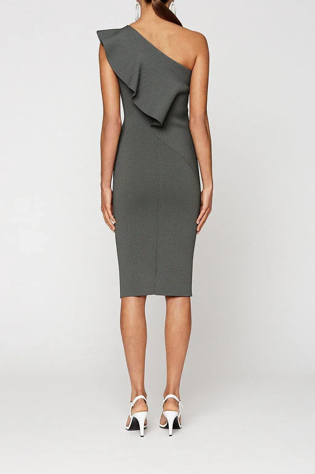 Scanlan And Theodore Ruffle Crepe Knit Dress Green Size AU 8 for rent on The Volte - main image